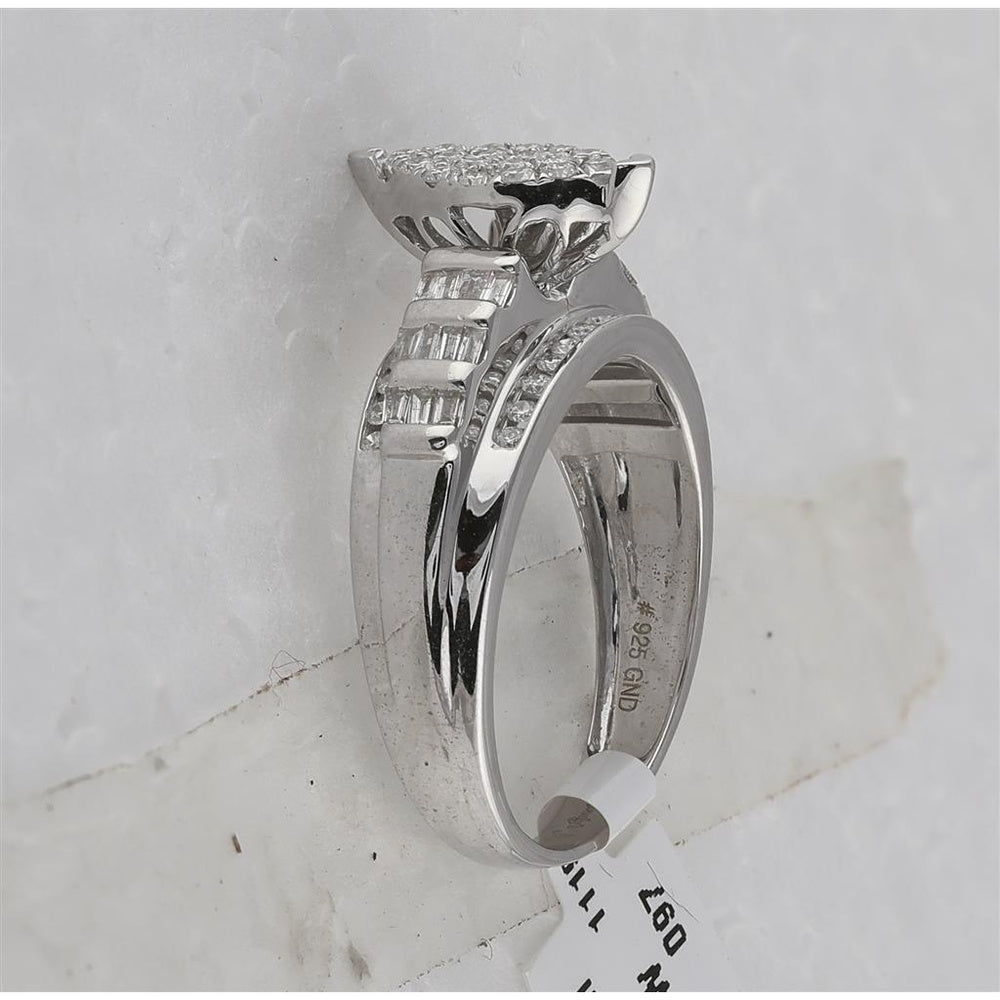 Sterling Silver Round Diamond Bridal Ring - 1/2 Carat Total Diamond Weight