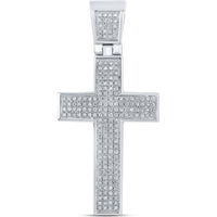 Sterling Silver Round Diamond Cross Pendant - 1/2 Carat Total Diamond Weight