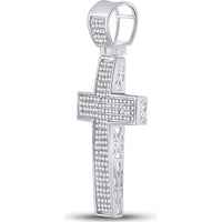 Sterling Silver Round Diamond Cross Pendant - 1/2 Carat Total Diamond Weight