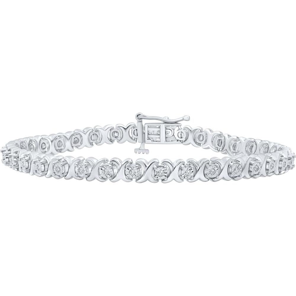 Sterling Silver Round Diamond Fashion Bracelet - 1/4 Carat Total Diamond Weight
