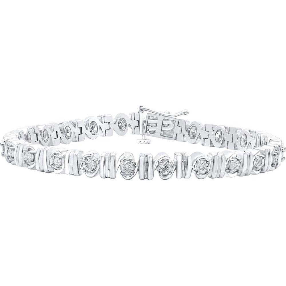 Sterling Silver Round Diamond Fashion Bracelet with Channel-Set Round Diamonds - 0.22 Carat Total Diamond Weight