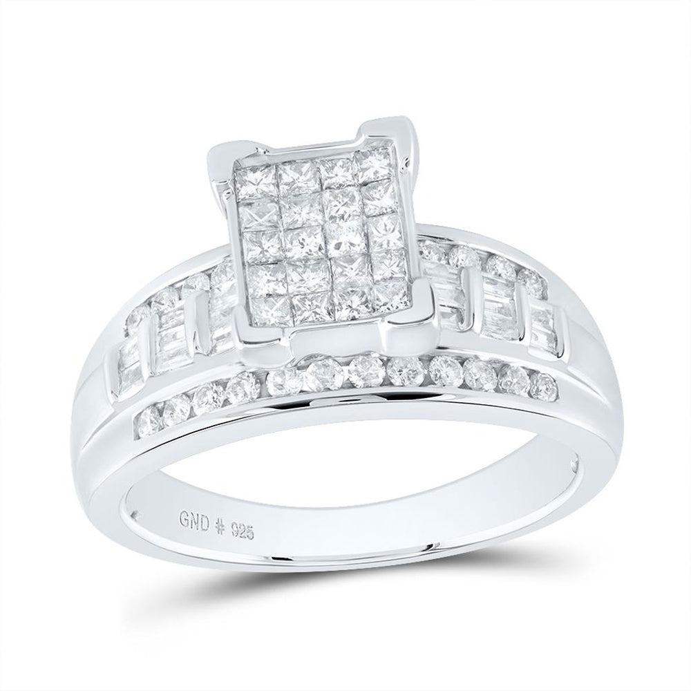 Sterling Silver Round Diamond Ring - 3/4 Carat Total Diamond Weight