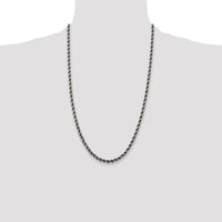 Sterling Silver Ruthenium-Plated 26" Rope Chain Necklace - 4.5mm Width by Lumare Gioia
