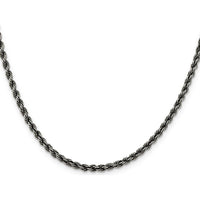 Sterling Silver Ruthenium-Plated 30" Rope Chain Necklace - 3.4mm Width by Lumare Gioia