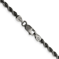 Sterling Silver Ruthenium-Plated 30" Rope Chain Necklace - 3.4mm Width by Lumare Gioia