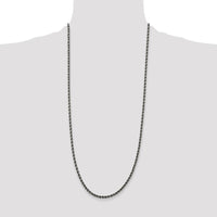 Sterling Silver Ruthenium-Plated 30" Rope Chain Necklace - 3.4mm Width by Lumare Gioia