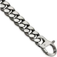 Sterling Silver Ruthenium Plated Antiqued Brushed Curb Link Bracelet - 8.5 inches Length by Lumare Gioia