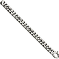 Sterling Silver Ruthenium Plated Antiqued Brushed Curb Link Bracelet - 8.5 inches Length by Lumare Gioia