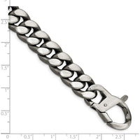 Sterling Silver Ruthenium Plated Antiqued Brushed Curb Link Bracelet - 8.5 inches Length by Lumare Gioia