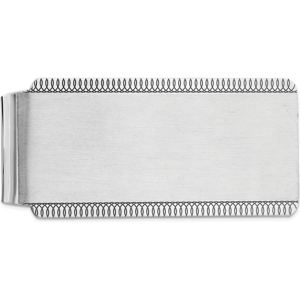 Sterling Silver Satin Rhodium-Plated Front Money Clip - Engravable Accessory for Men by Lumare Gioia