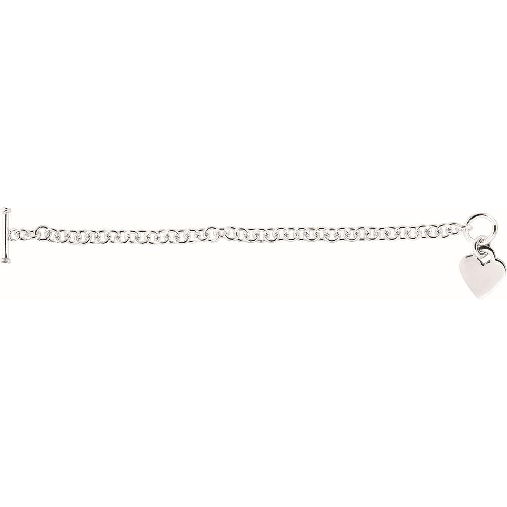 Sterling Silver Small Heart Charm Toggle Chain Necklace - 18" by Orozza Fine Jewelry