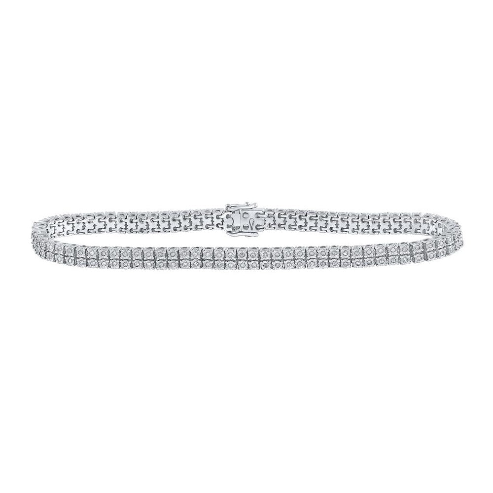 Sterling Silver Sterling Silver Round Diamond Bracelet - 1 Carat Total Diamond Weight