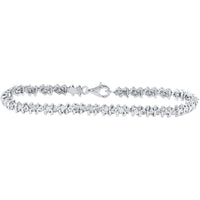 Sterling Silver Tennis Bracelet with Illusion-Set Round Diamonds - 1/10 Carat Total Diamond Weight