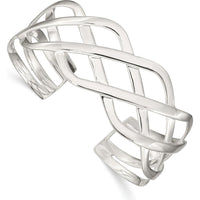 Sterling Silver Woven Design Cuff Bangle - Polished 925 Silver by Lumare Gioia