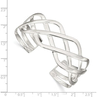 Sterling Silver Woven Design Cuff Bangle - Polished 925 Silver by Lumare Gioia