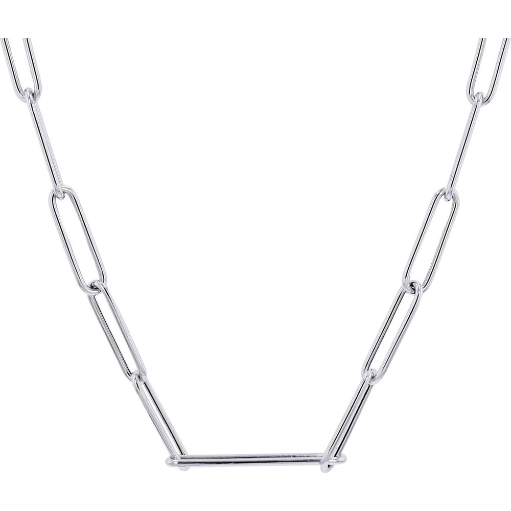 Stylish 14K White Gold 21 Inch Paperclip Chain Necklace