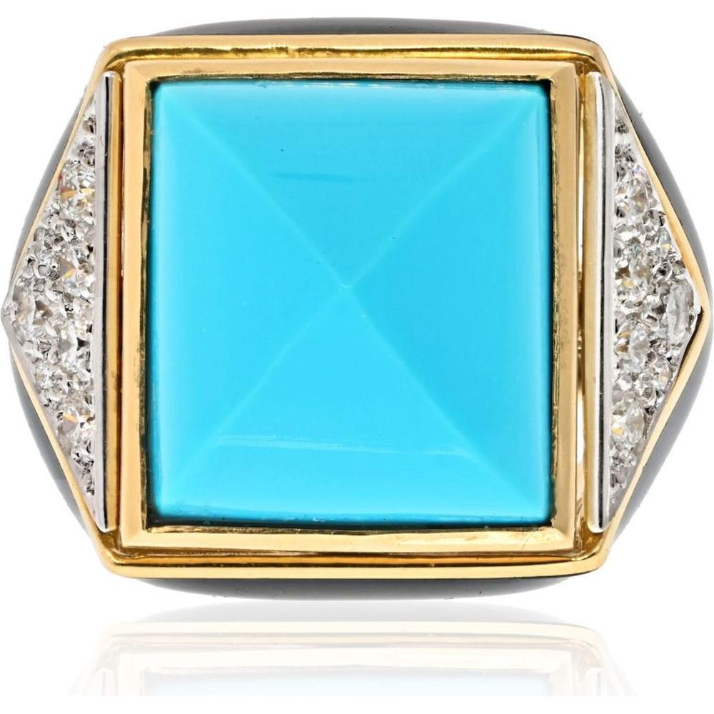 Sumptuous David Webb Turquoise and Diamond Statement Ring