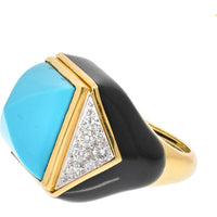 Sumptuous David Webb Turquoise and Diamond Statement Ring