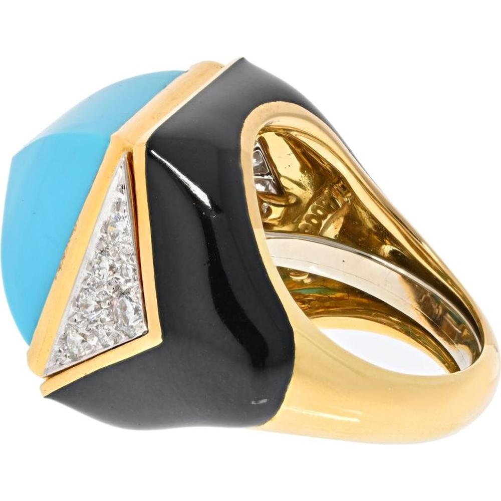 Sumptuous David Webb Turquoise and Diamond Statement Ring