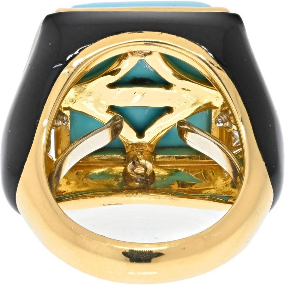 Sumptuous David Webb Turquoise and Diamond Statement Ring