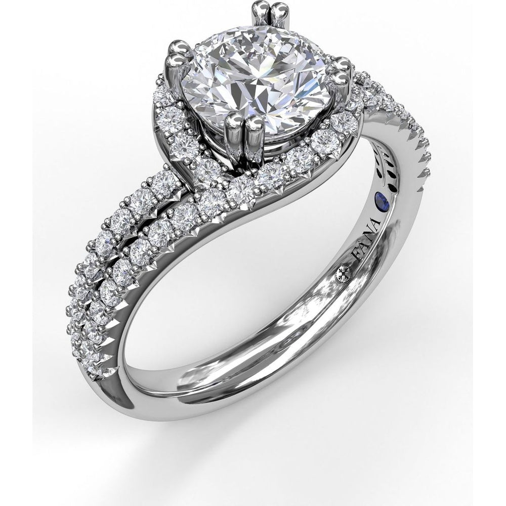Swirl Halo Split Band Diamond Engagement Ring Setting by Fana - 0.46 Carat Total Diamond Weight