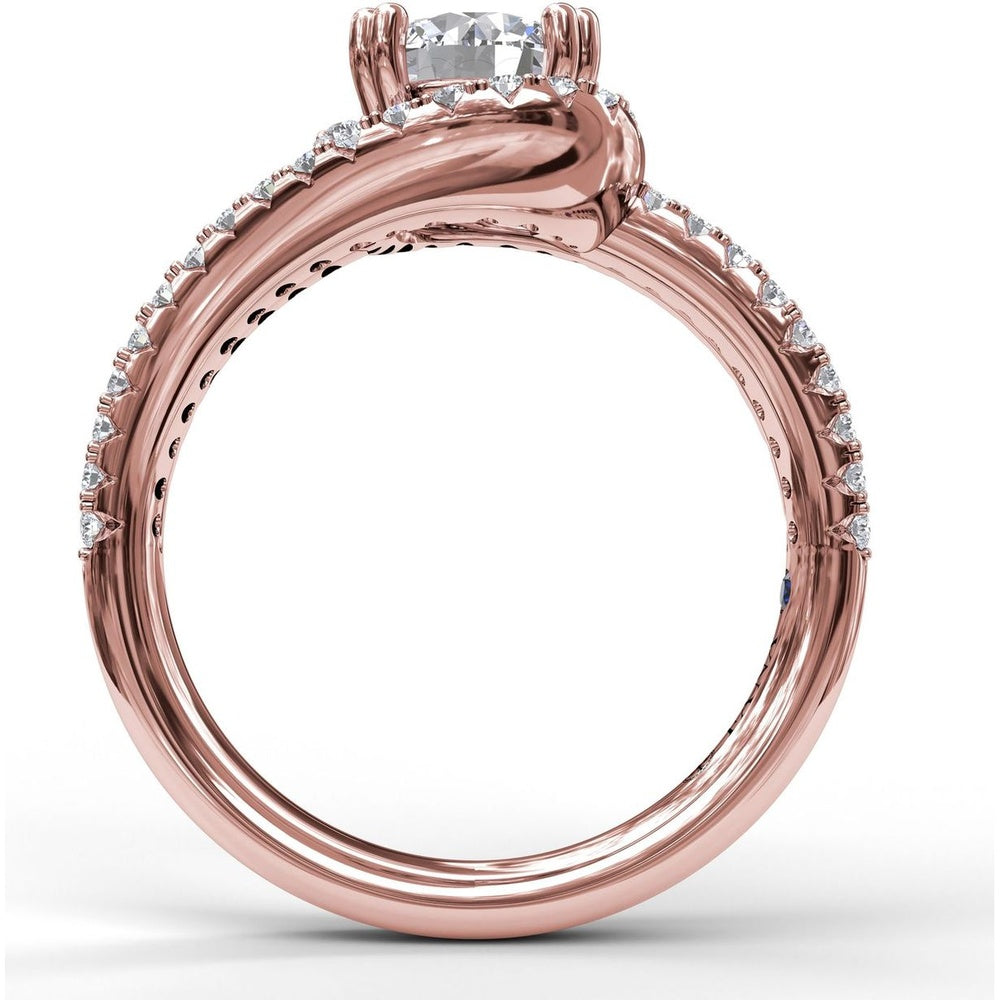Swirl Halo Split Band Diamond Engagement Ring Setting by Fana - 0.46 Carat Total Diamond Weight