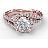 Swirl Halo Split Band Diamond Engagement Ring Setting by Fana - 0.46 Carat Total Diamond Weight