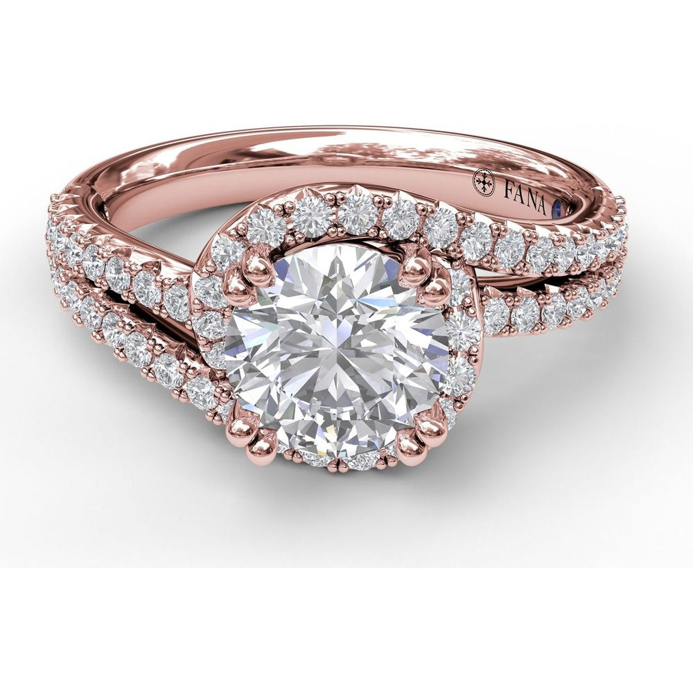 Swirl Halo Split Band Diamond Engagement Ring Setting by Fana - 0.46 Carat Total Diamond Weight