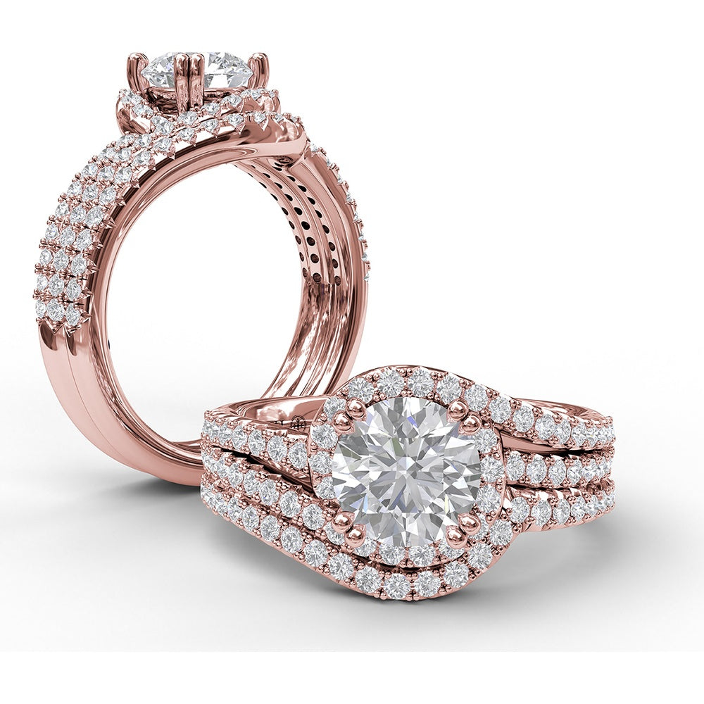 Swirl Halo Split Band Diamond Engagement Ring Setting by Fana - 0.46 Carat Total Diamond Weight