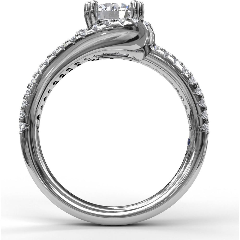 Swirl Halo Split Band Diamond Engagement Ring Setting by Fana - 0.46 Carat Total Diamond Weight