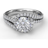 Swirl Halo Split Band Diamond Engagement Ring Setting by Fana - 0.46 Carat Total Diamond Weight