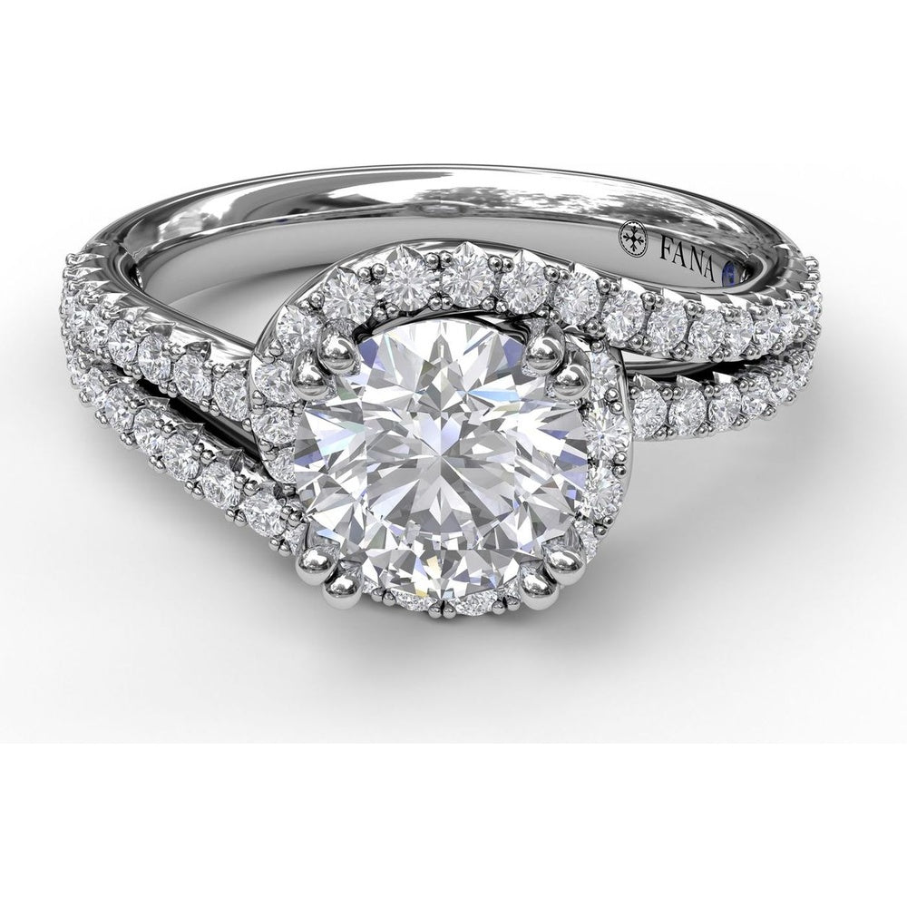 Swirl Halo Split Band Diamond Engagement Ring Setting by Fana - 0.46 Carat Total Diamond Weight