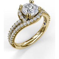 Swirl Halo Split Band Diamond Engagement Ring Setting by Fana - 0.46 Carat Total Diamond Weight