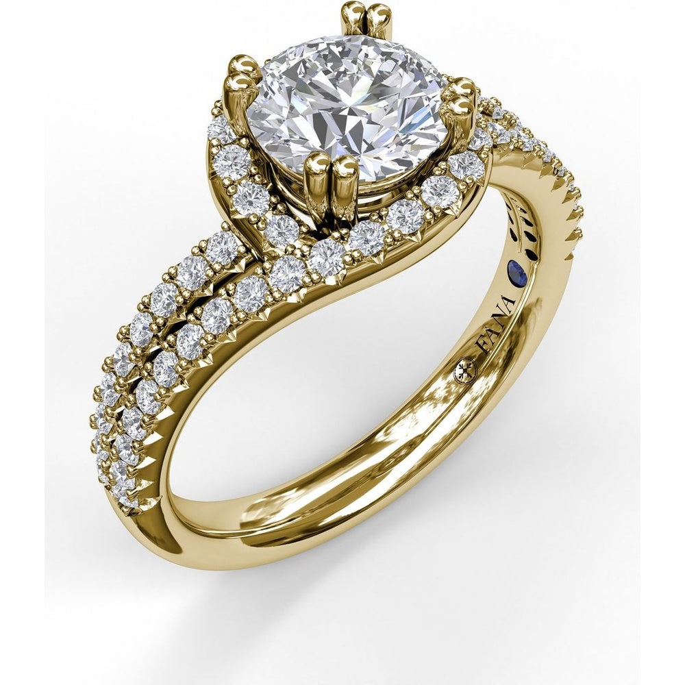 Swirl Halo Split Band Diamond Engagement Ring Setting by Fana - 0.46 Carat Total Diamond Weight