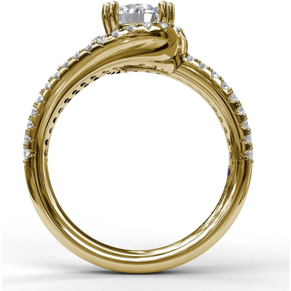 Swirl Halo Split Band Diamond Engagement Ring Setting by Fana - 0.46 Carat Total Diamond Weight