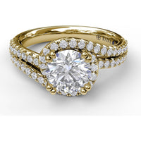 Swirl Halo Split Band Diamond Engagement Ring Setting by Fana - 0.46 Carat Total Diamond Weight