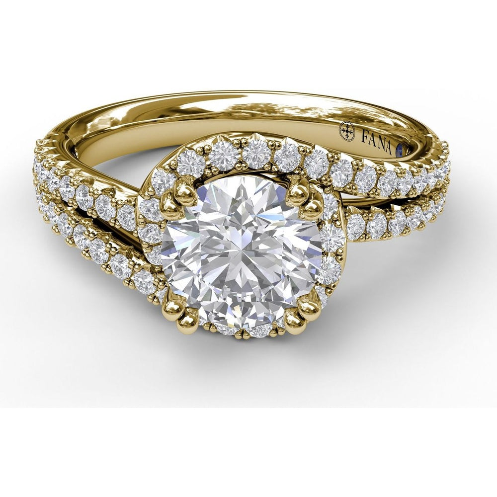Swirl Halo Split Band Diamond Engagement Ring Setting by Fana - 0.46 Carat Total Diamond Weight