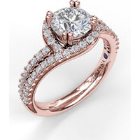Swirl Halo Split Band Diamond Engagement Ring Setting by Fana - 0.46 Carat Total Diamond Weight