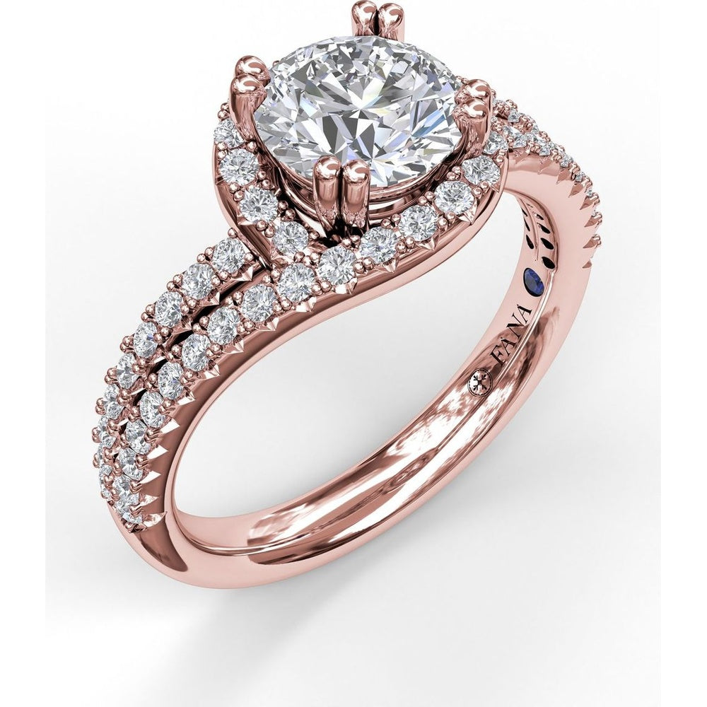 Swirl Halo Split Band Diamond Engagement Ring Setting by Fana - 0.46 Carat Total Diamond Weight