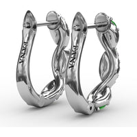 Swirl Hoop Earrings with Oval Emeralds and Pavé Diamonds by Fana - 0.44 Carat Total Gemstone Weight
