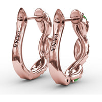 Swirl Hoop Earrings with Oval Emeralds and Pavé Diamonds by Fana - 0.44 Carat Total Gemstone Weight