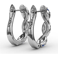 Swirl Hoop Earrings with Oval Sapphires and Pavé Diamonds by Fana - 0.44 Carat Total Gemstone Weight