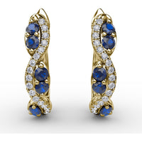 Swirl Hoop Earrings with Oval Sapphires and Pavé Diamonds by Fana - 0.44 Carat Total Gemstone Weight