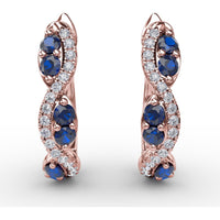 Swirl Hoop Earrings with Oval Sapphires and Pavé Diamonds by Fana - 0.44 Carat Total Gemstone Weight