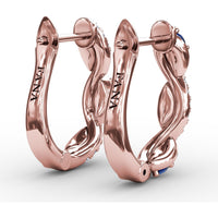 Swirl Hoop Earrings with Oval Sapphires and Pavé Diamonds by Fana - 0.44 Carat Total Gemstone Weight