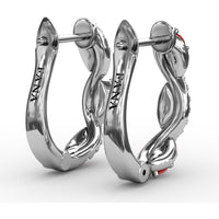 Swirl Hoop Earrings with Round Rubies and Pavé Diamonds by Fana - 0.44 Carat Total Gemstone Weight