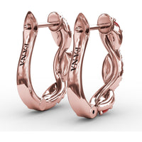 Swirl Hoop Earrings with Round Rubies and Pavé Diamonds by Fana - 0.44 Carat Total Gemstone Weight
