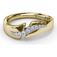 Sylk Angular Split Shank Ring with Pavé Set Round Diamonds by Fana - 0.10 Carat Total Diamond Weight
