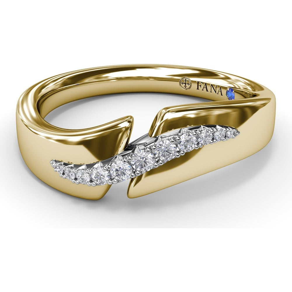 Sylk Angular Split Shank Ring with Pavé Set Round Diamonds by Fana - 0.10 Carat Total Diamond Weight