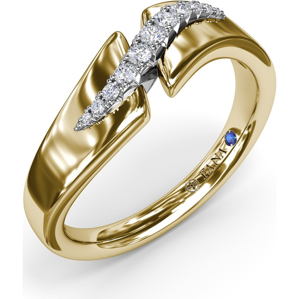 Sylk Angular Split Shank Ring with Pavé Set Round Diamonds by Fana - 0.10 Carat Total Diamond Weight